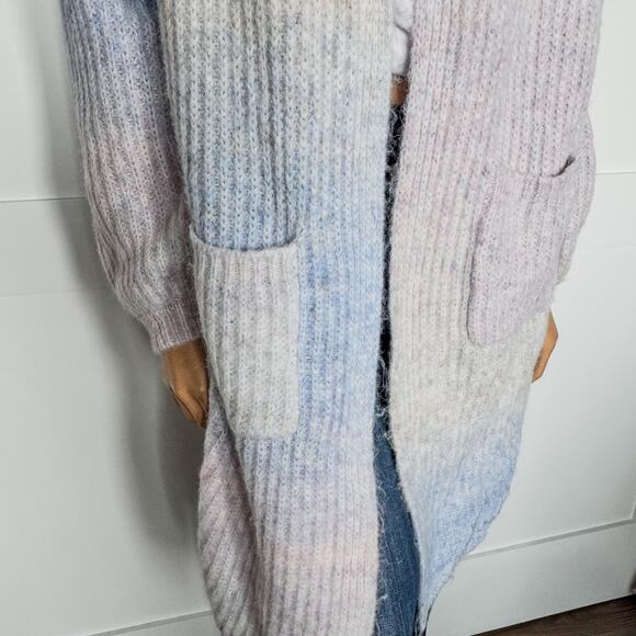 NWT-Audrey Parks by Francesca’s-Elaine Fuzzy Long Cardigan-Pastels-Women’s Small - Picture 3 of 9